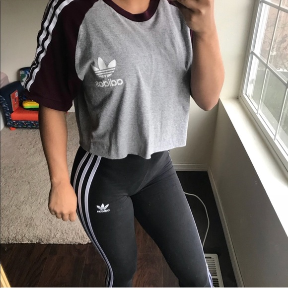 Burgundy Adidas Crop Top - Picture 2 of 3